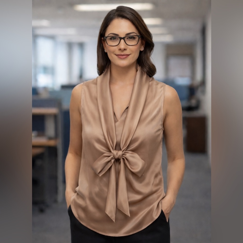 Kasper Satin Tan Blouse - Picture 10 of 12